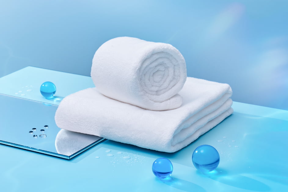 お風呂上がりのヘアドライや拭き上げに使うタオル。吸水力が高くドライヤーの時間が短縮できるOnsoku Towel