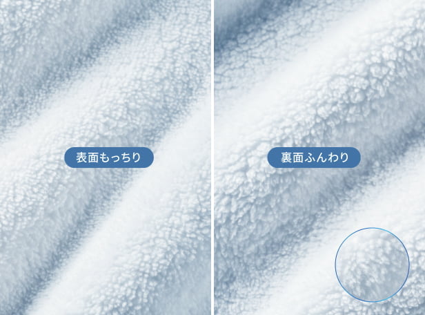 munioのOnsoku Towelの表面と裏面の拡大画像